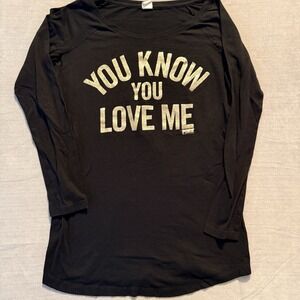 Victoria Secret PINK Sleep Shirt Womens Small Black You Know You Love Me Tee